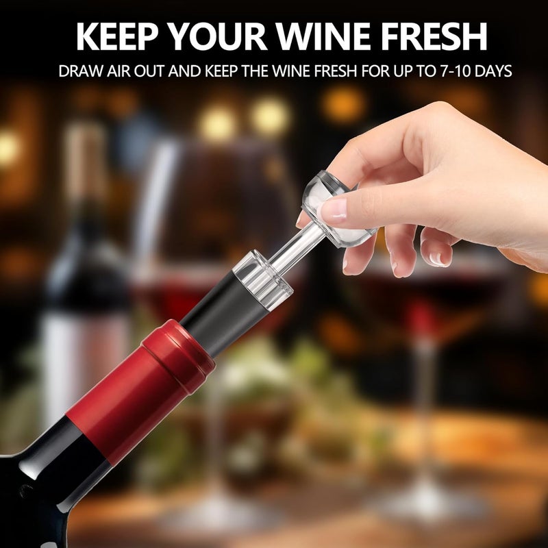 BGM.FOX Electric Wine Opener, Rechargeable Automatic Wine Bottle Opener with Foil Cutter, Wine Stopper, LED Light, Type-C Charging Wine Corkscrew for Home Party Wedding, Stainless Steel - Image 3